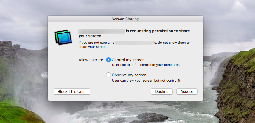 skype for mac give control